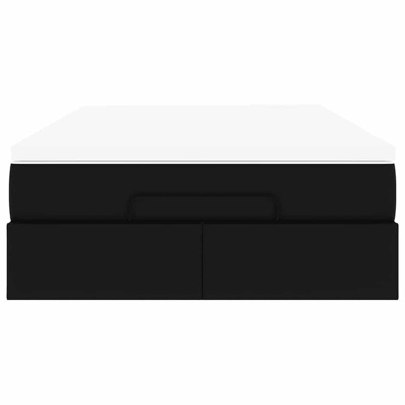 vidaXL Ottoman Bed with Mattress Black Super Single Faux Leather