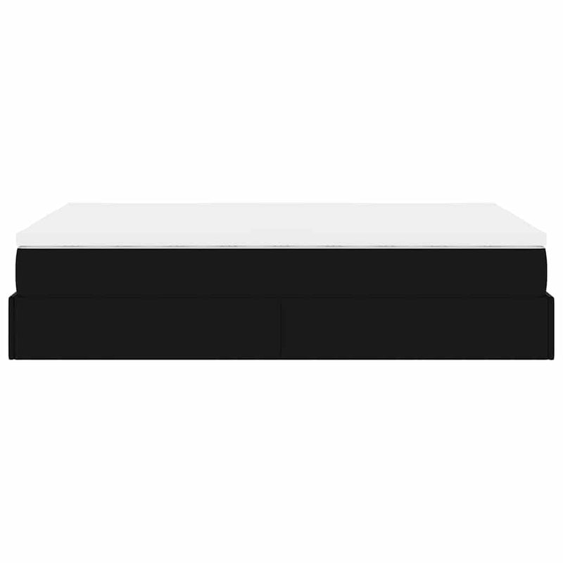vidaXL Ottoman Bed with Mattress Black Super Single Faux Leather