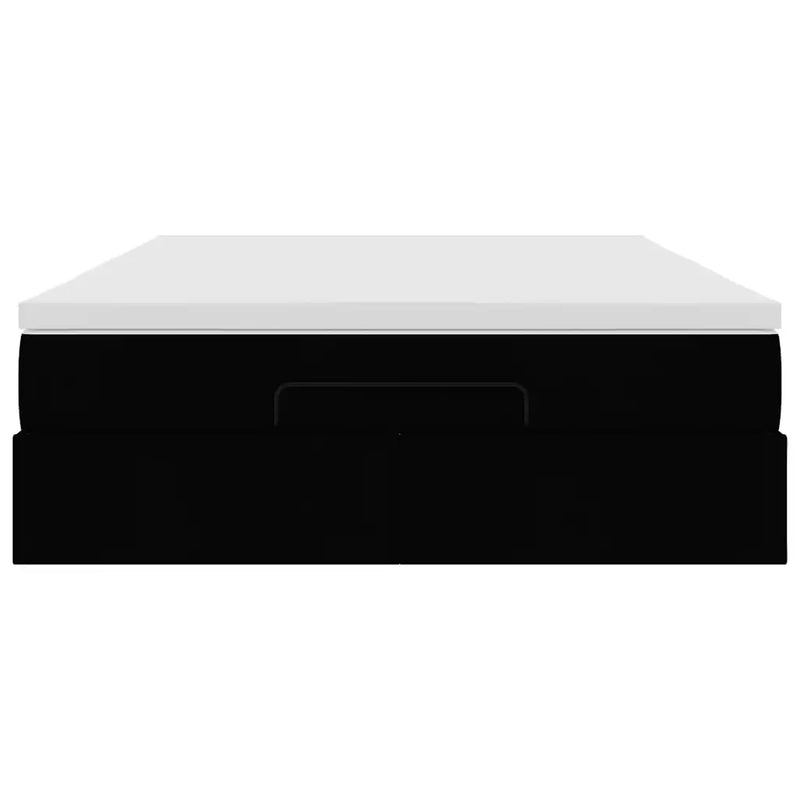 Ottoman Bed with Mattress Black Double Fabric