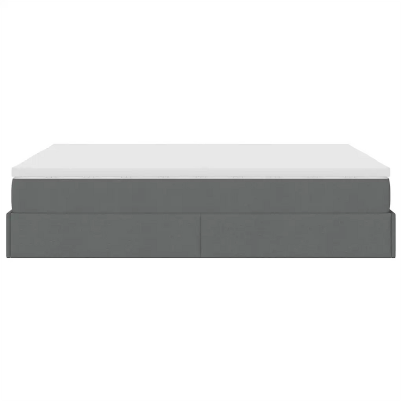 Ottoman Bed with Mattress Dark Grey Queen Fabric