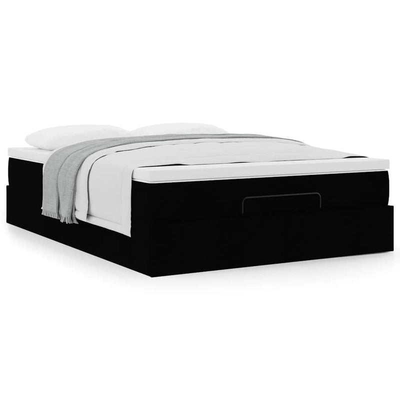 vidaXL Ottoman Bed with Mattress Black Queen Fabric