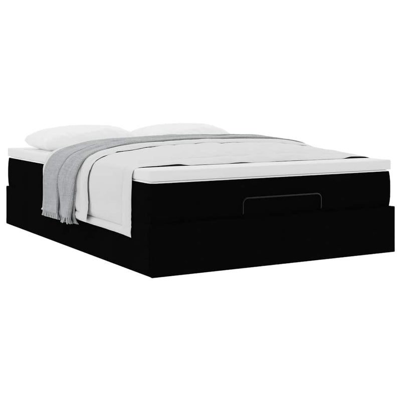 vidaXL Ottoman Bed with Mattress Black Queen Fabric
