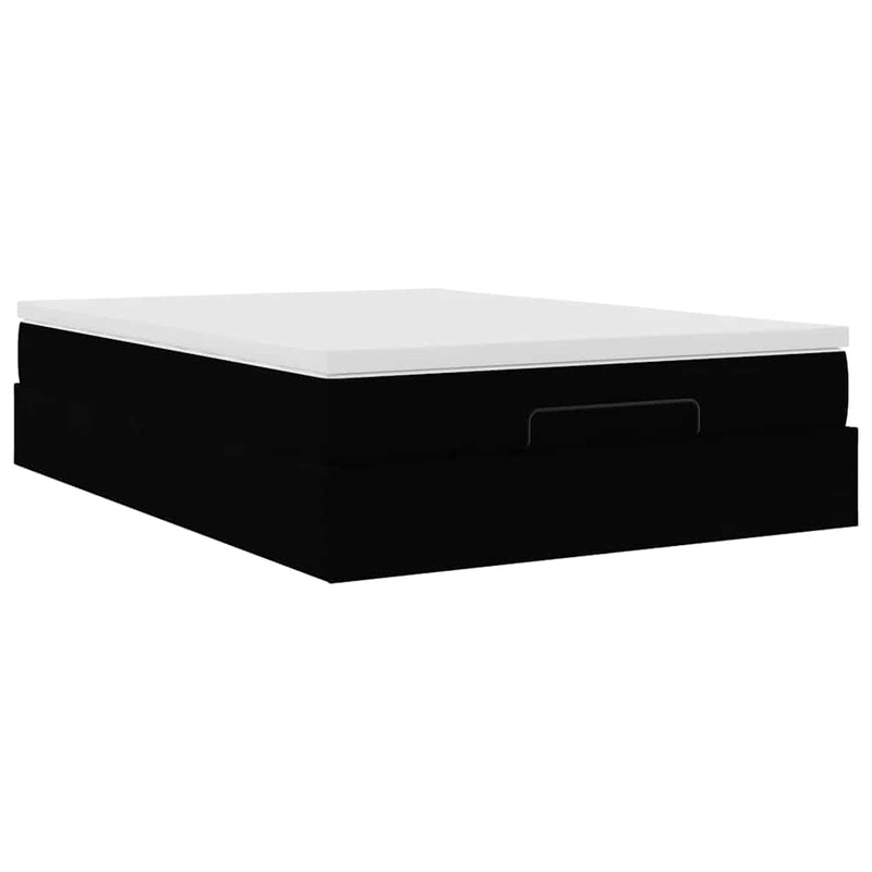 vidaXL Ottoman Bed with Mattress Black Queen Fabric
