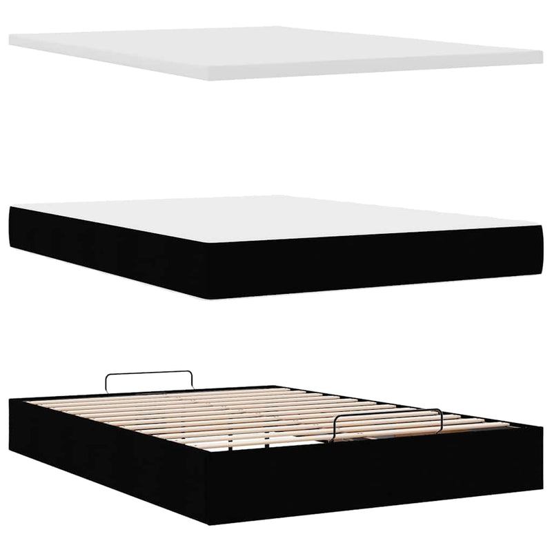 vidaXL Ottoman Bed with Mattress Black Queen Fabric