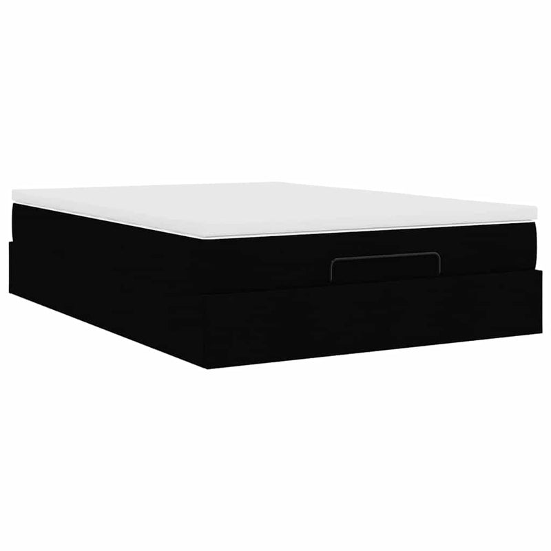vidaXL Ottoman Bed with Mattress Black Queen Fabric