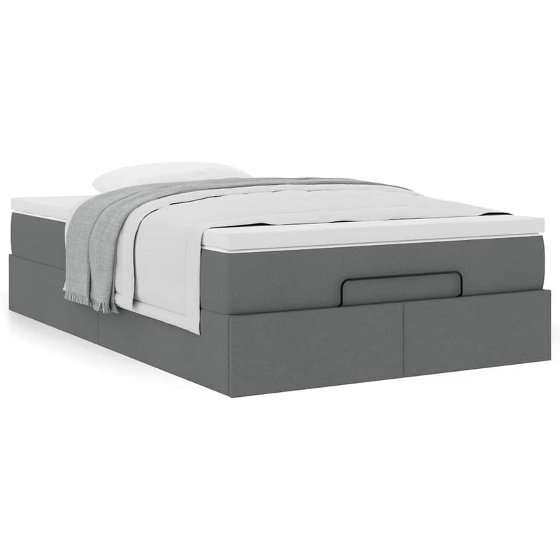 vidaXL Ottoman Bed with Mattress Dark Grey Super Single Fabric