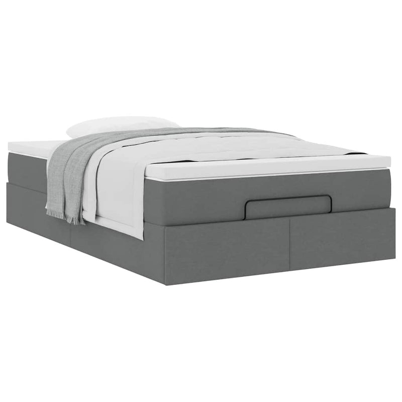 vidaXL Ottoman Bed with Mattress Dark Grey Super Single Fabric
