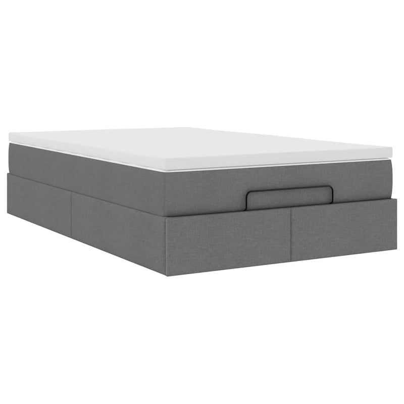 vidaXL Ottoman Bed with Mattress Dark Grey Super Single Fabric