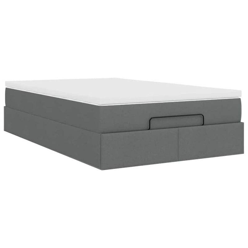 vidaXL Ottoman Bed with Mattress Dark Grey Super Single Fabric