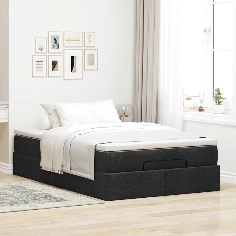 vidaXL Ottoman Bed with Mattress Black King Single Fabric