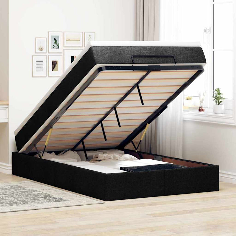 vidaXL Ottoman Bed with Mattress Black King Single Fabric