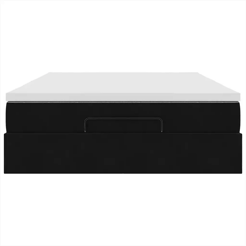 Ottoman Bed with Mattress Black Double Velvet