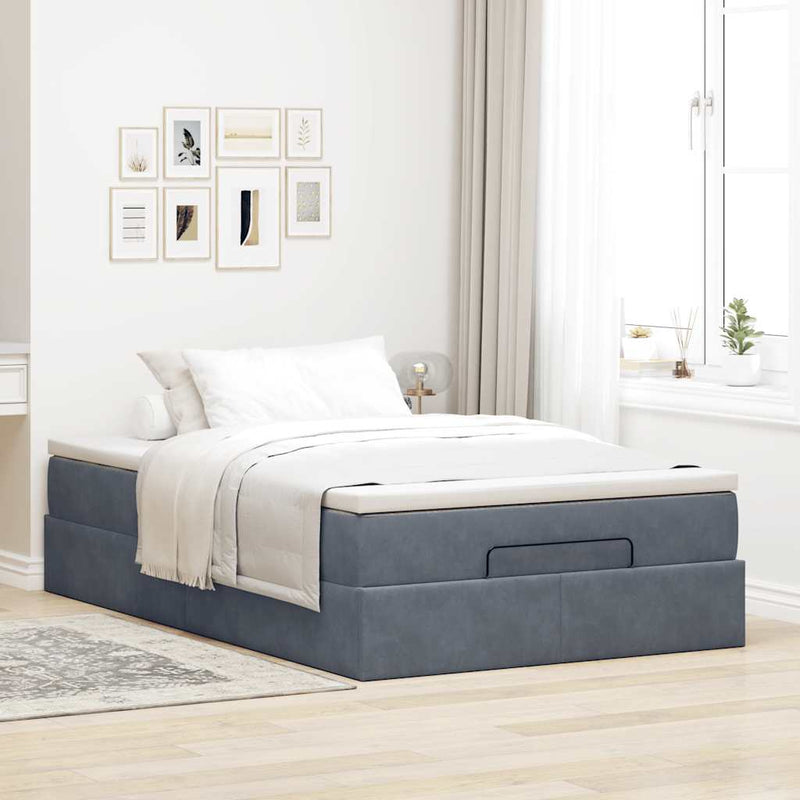 vidaXL Ottoman Bed with Mattress Dark Grey Super Single Velvet
