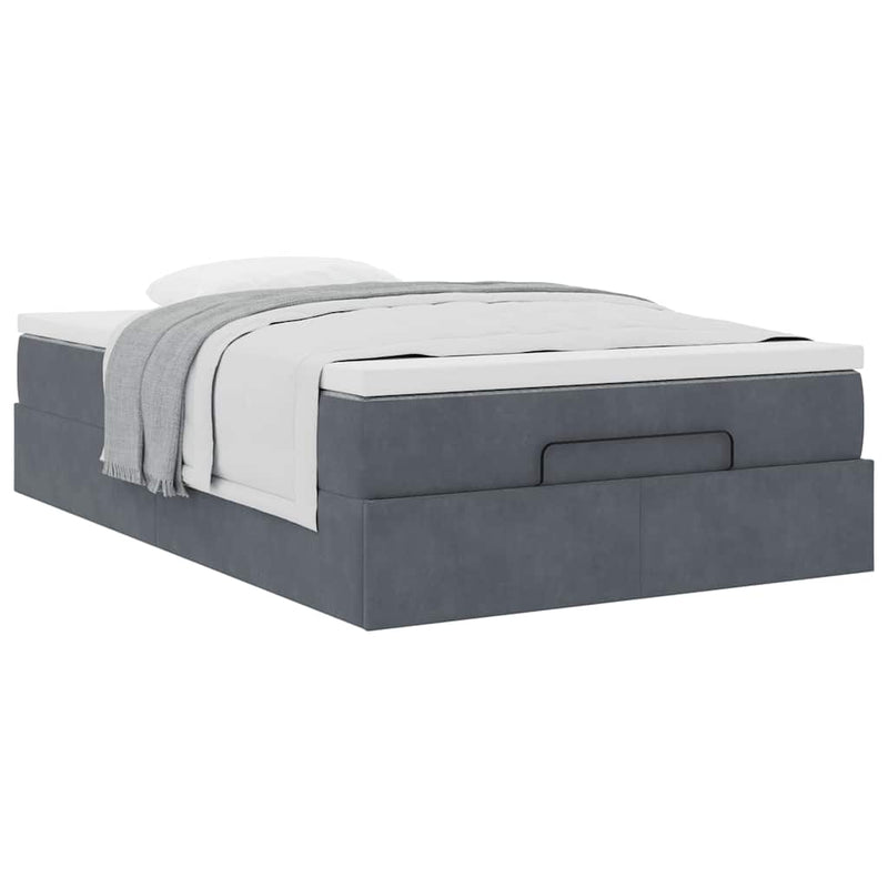 vidaXL Ottoman Bed with Mattress Dark Grey Super Single Velvet
