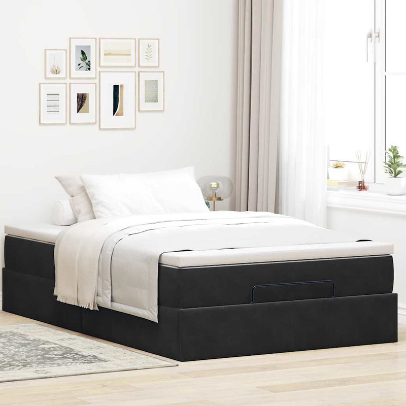vidaXL Ottoman Bed with Mattress Black King Single Velvet