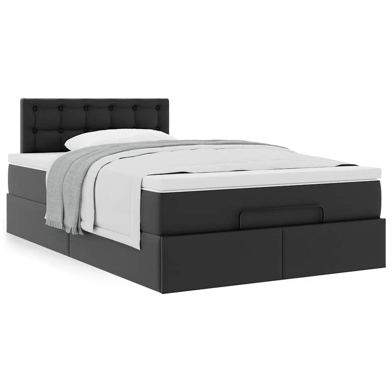 vidaXL Ottoman Bed with Mattress Black King Single Faux Leather