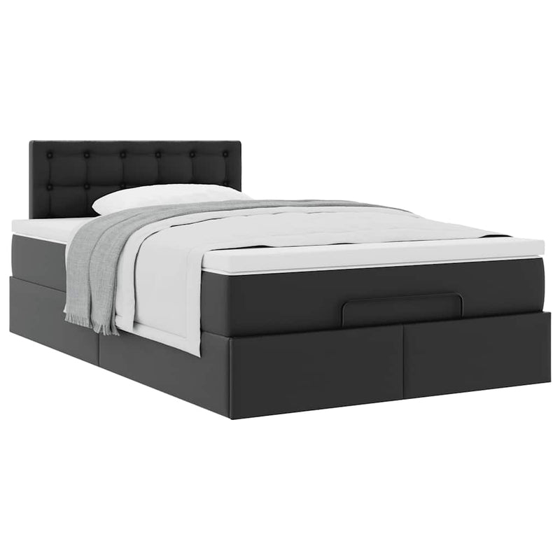 vidaXL Ottoman Bed with Mattress Black King Single Faux Leather