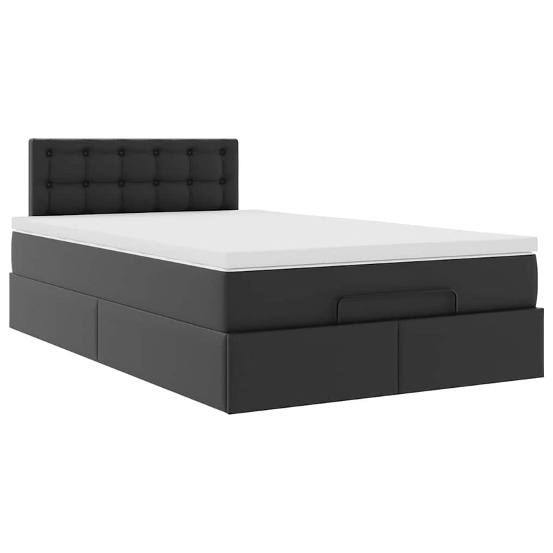 vidaXL Ottoman Bed with Mattress Black King Single Faux Leather