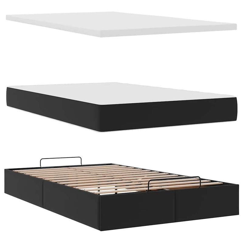 vidaXL Ottoman Bed with Mattress Black King Single Faux Leather
