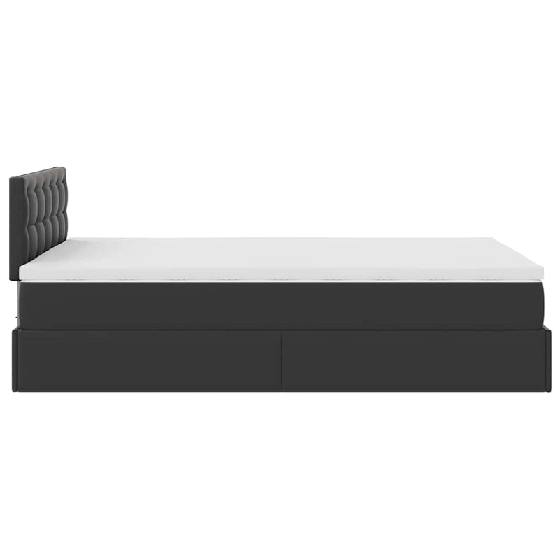 vidaXL Ottoman Bed with Mattress Black King Single Faux Leather