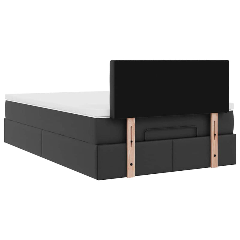 vidaXL Ottoman Bed with Mattress Black King Single Faux Leather