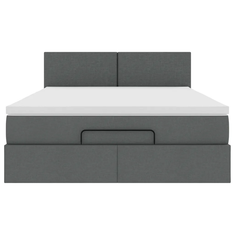 Ottoman Bed with Mattress Dark Grey Queen Fabric