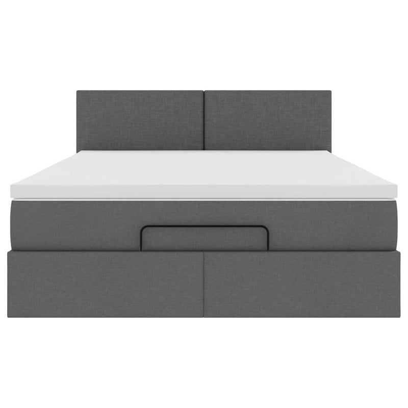 vidaXL Ottoman Bed with Mattress Dark Grey Queen Fabric