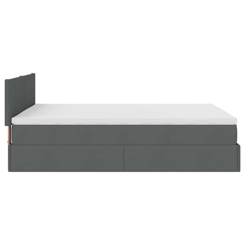 vidaXL Ottoman Bed with Mattress Dark Grey Queen Fabric