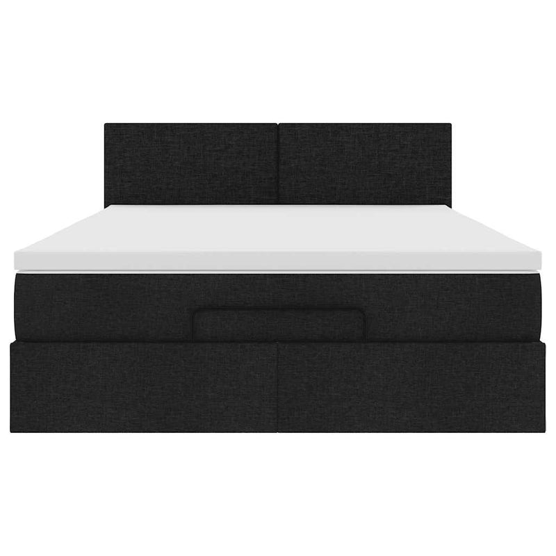 vidaXL Ottoman Bed with Mattress Black Queen Fabric