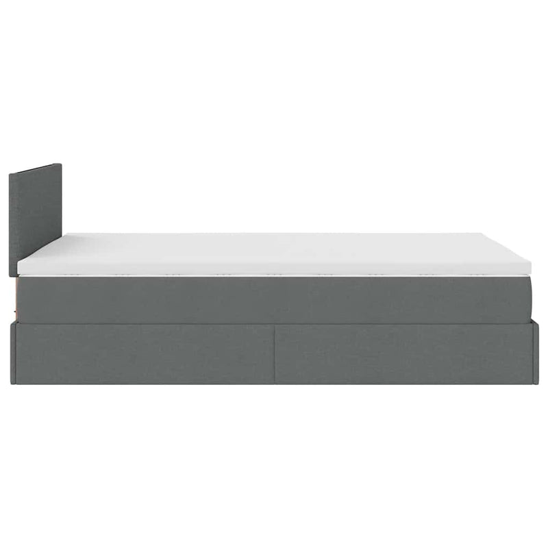 vidaXL Ottoman Bed with Mattress Dark Grey King Single Fabric