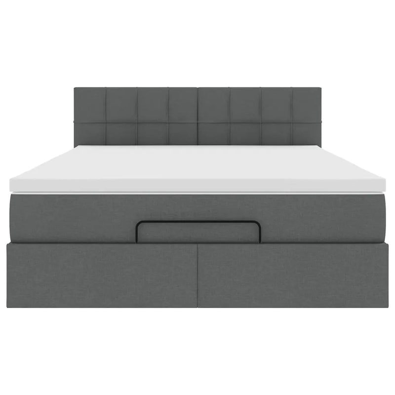 Ottoman Bed with Mattress Dark Grey Queen Fabric