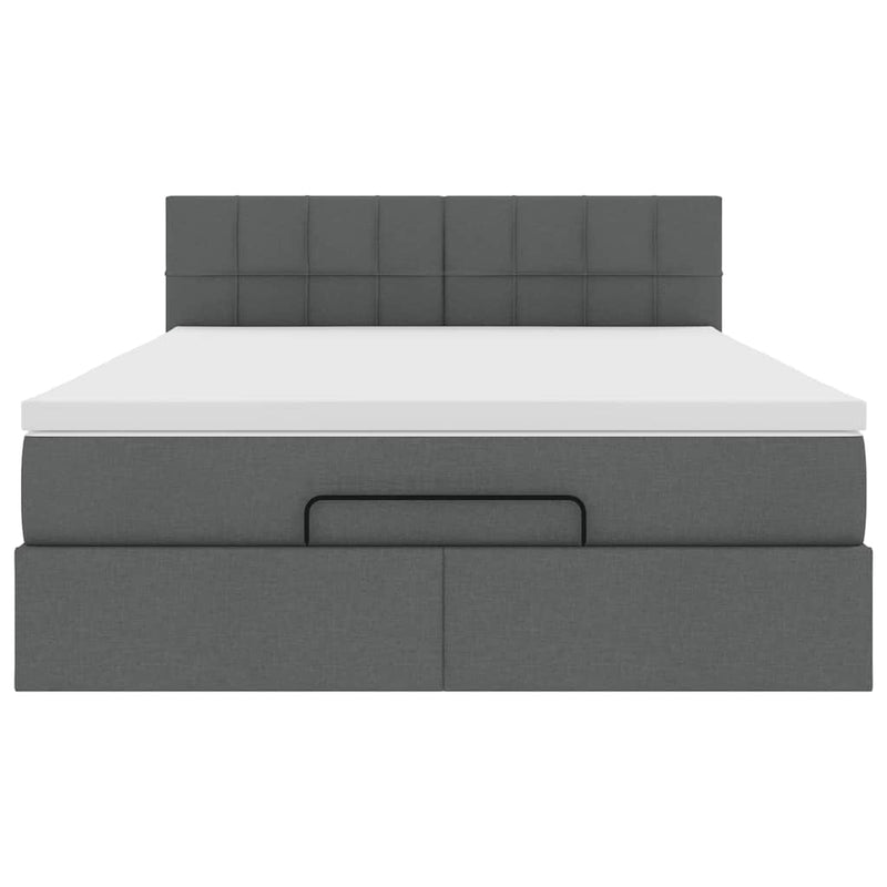 vidaXL Ottoman Bed with Mattress Dark Grey Queen Fabric