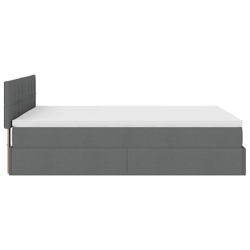 vidaXL Ottoman Bed with Mattress Dark Grey Queen Fabric