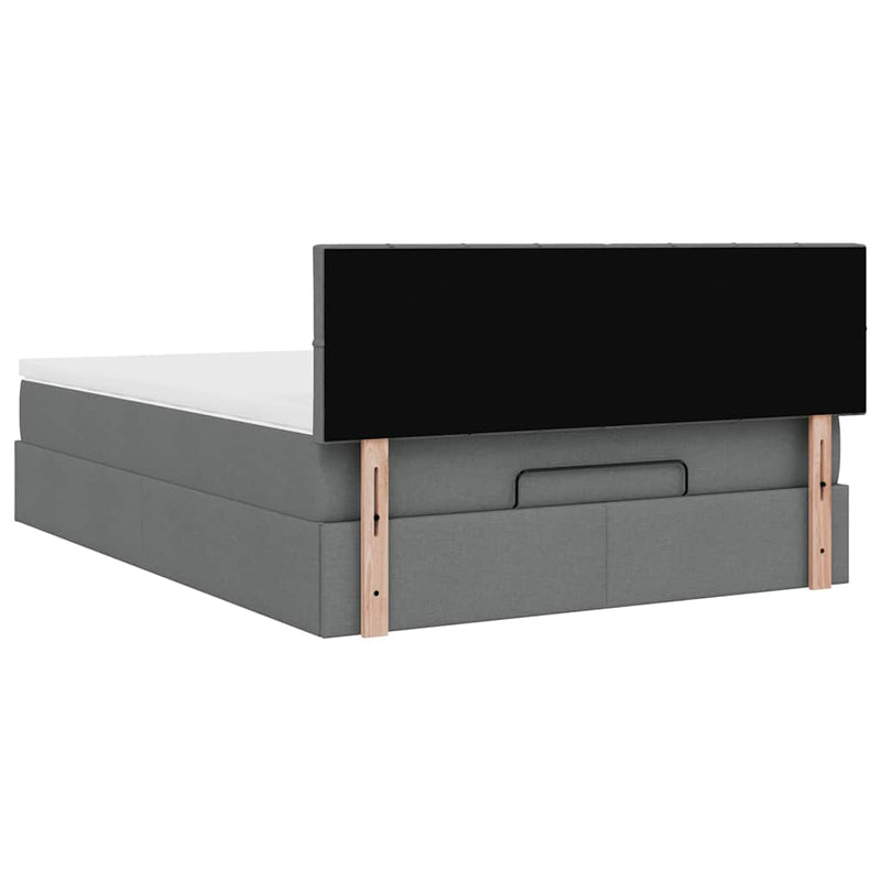 vidaXL Ottoman Bed with Mattress Dark Grey Queen Fabric