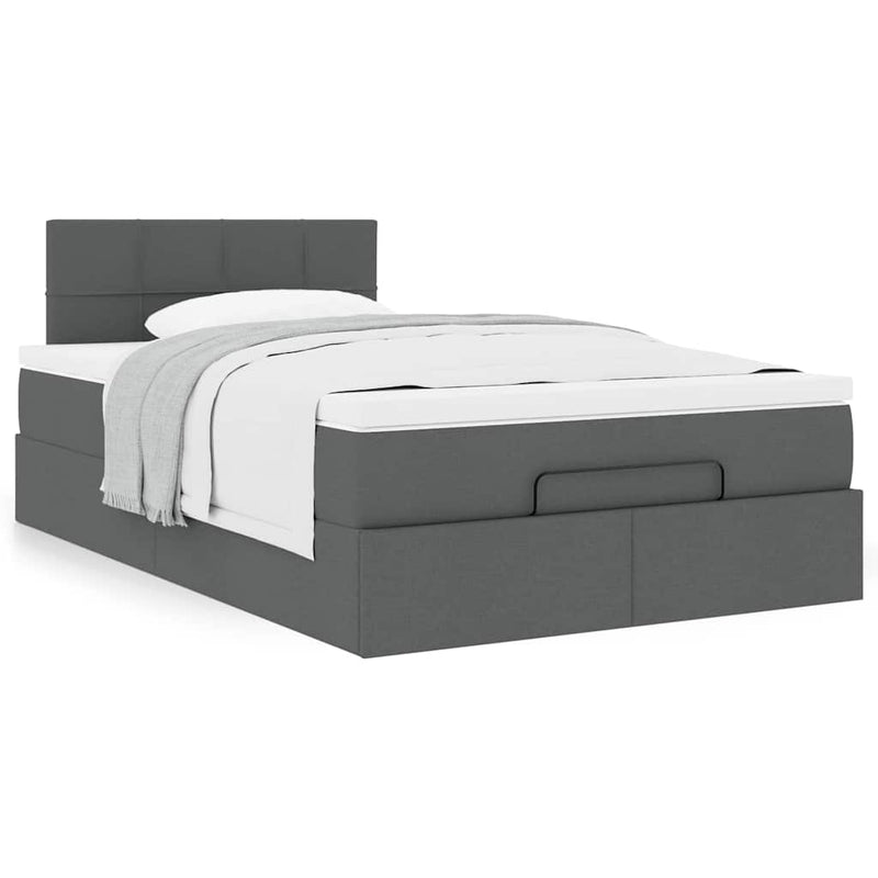 vidaXL Ottoman Bed with Mattress Dark Grey King Single Fabric