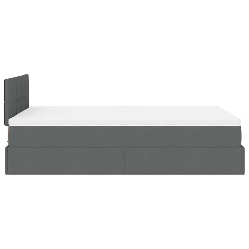 vidaXL Ottoman Bed with Mattress Dark Grey King Single Fabric