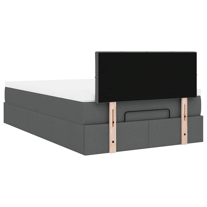 vidaXL Ottoman Bed with Mattress Dark Grey King Single Fabric