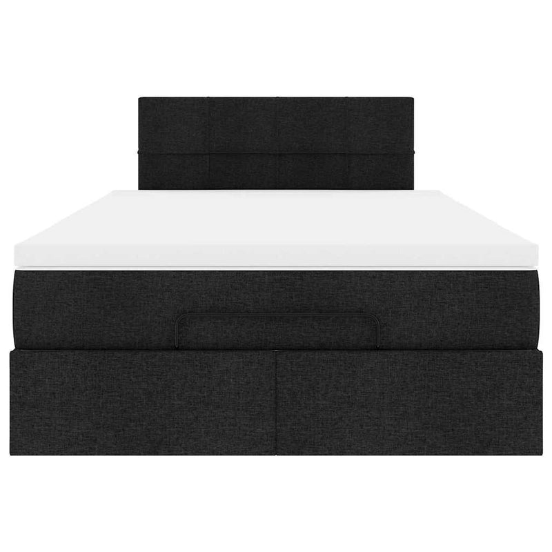 Ottoman Bed with Mattress Black King Single Fabric