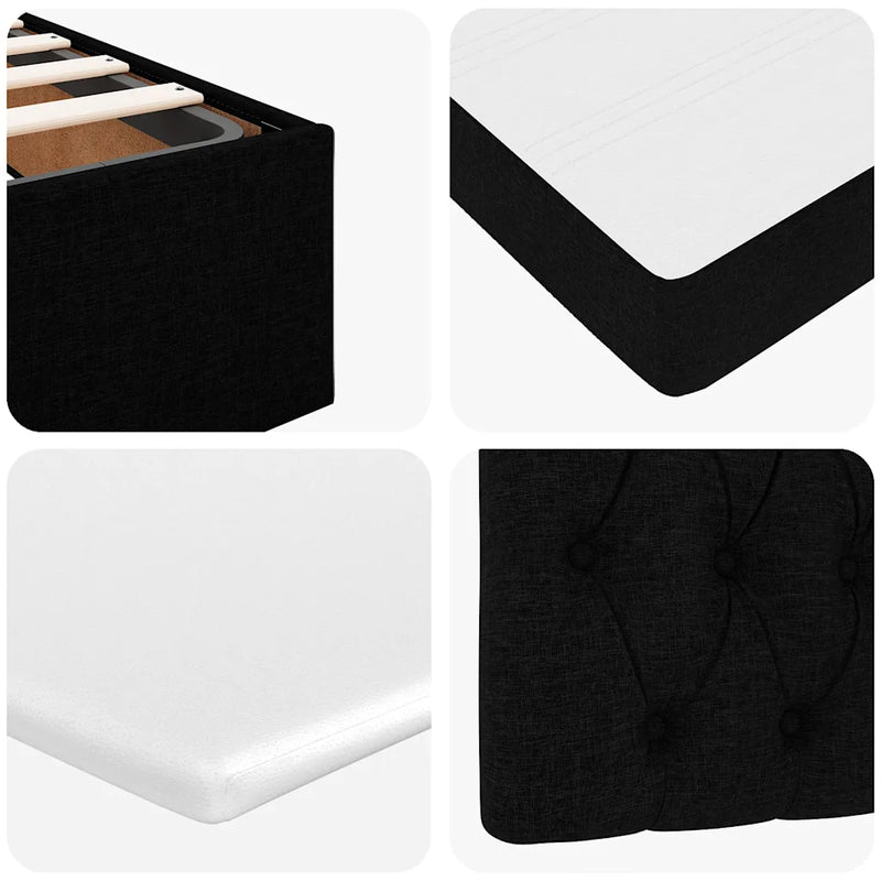 Ottoman Bed with Mattress Black Double Fabric