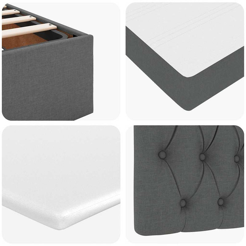 vidaXL Ottoman Bed with Mattress Dark Grey Queen Fabric