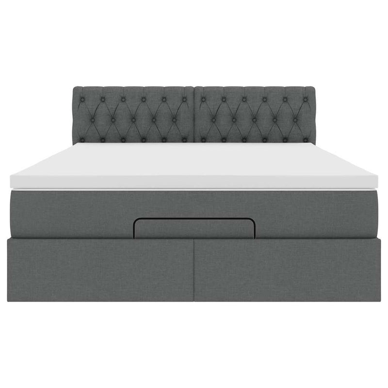 vidaXL Ottoman Bed with Mattress Dark Grey Queen Fabric
