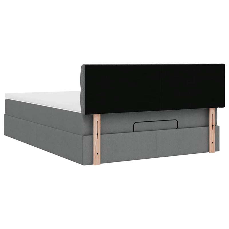 vidaXL Ottoman Bed with Mattress Dark Grey Queen Fabric