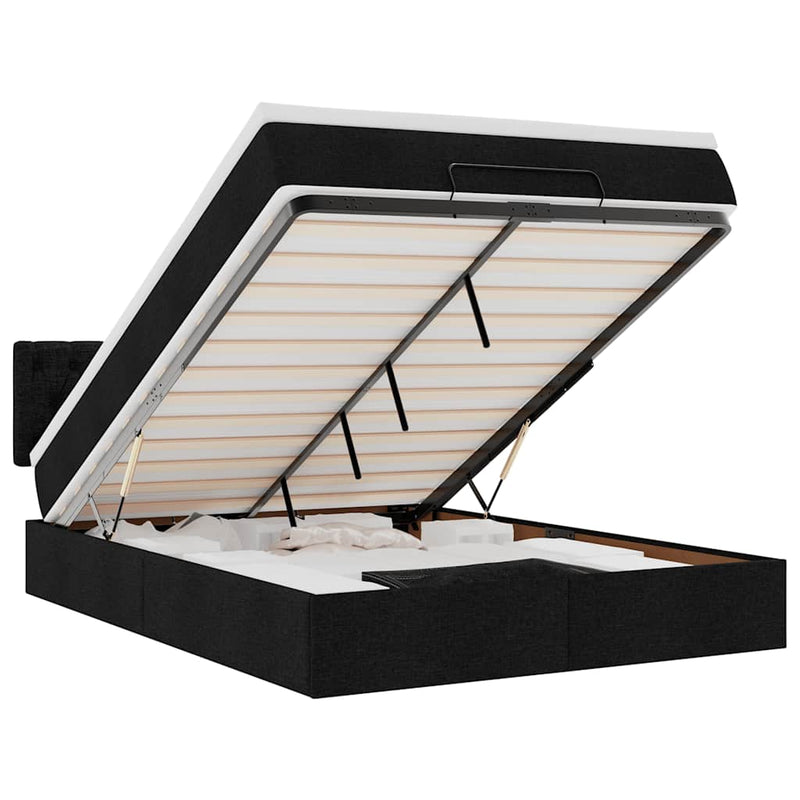 vidaXL Ottoman Bed with Mattress Black Queen Fabric