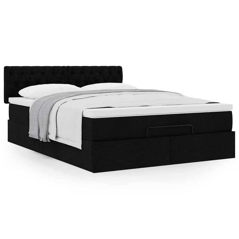vidaXL Ottoman Bed with Mattress Black Queen Fabric
