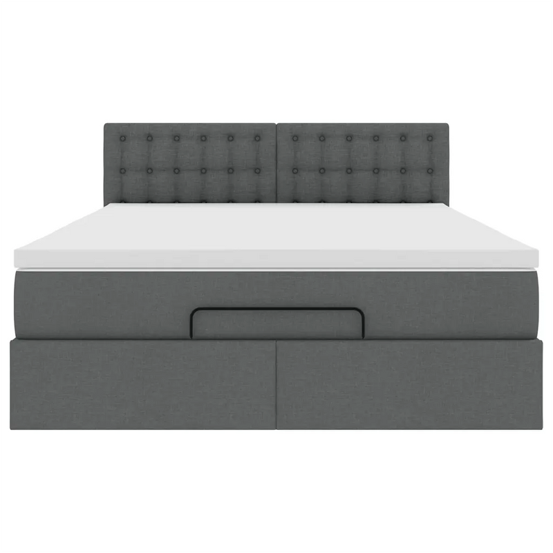 Ottoman Bed with Mattress Dark Grey Queen Fabric