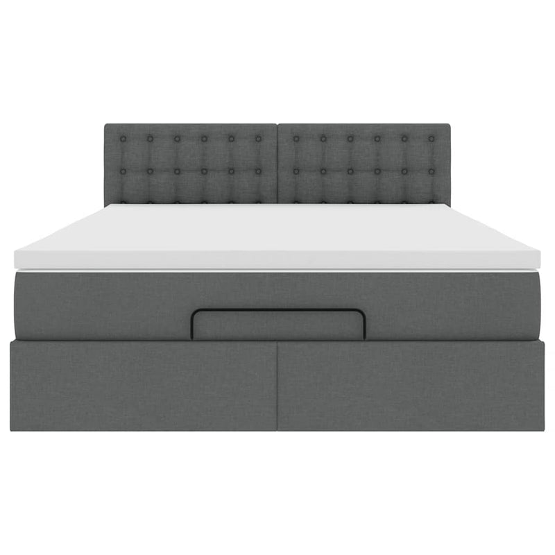 vidaXL Ottoman Bed with Mattress Dark Grey Queen Fabric