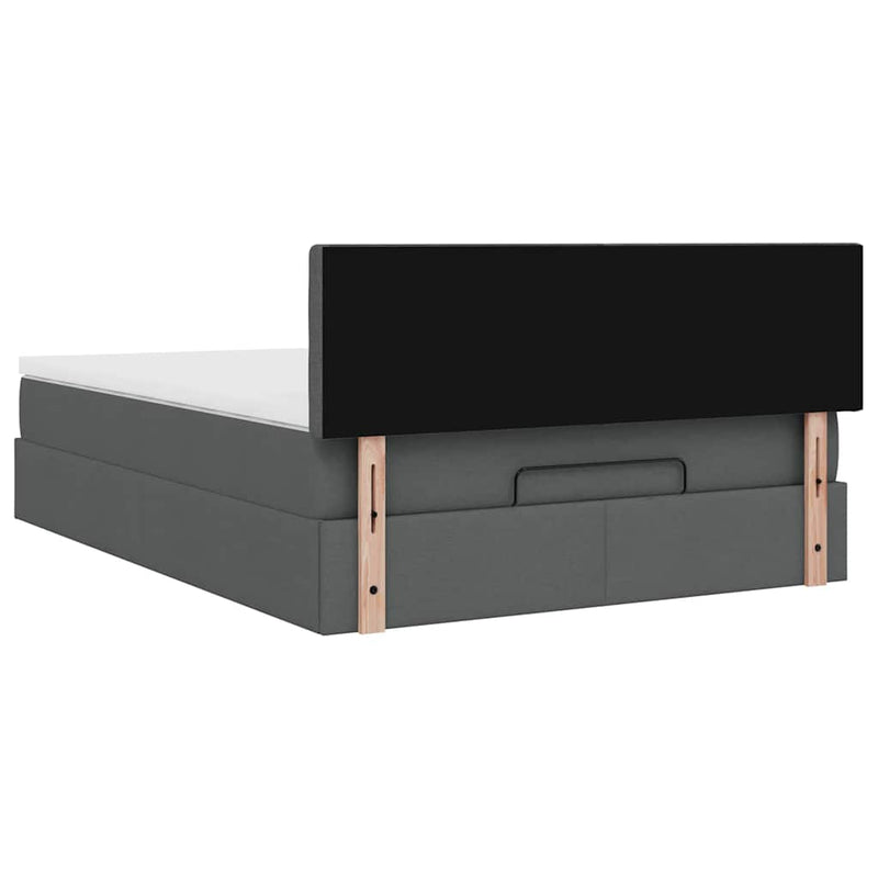 vidaXL Ottoman Bed with Mattress Dark Grey Queen Fabric