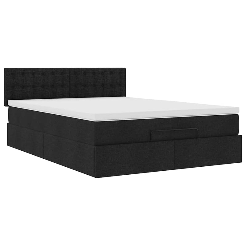 vidaXL Ottoman Bed with Mattress Black Queen Fabric