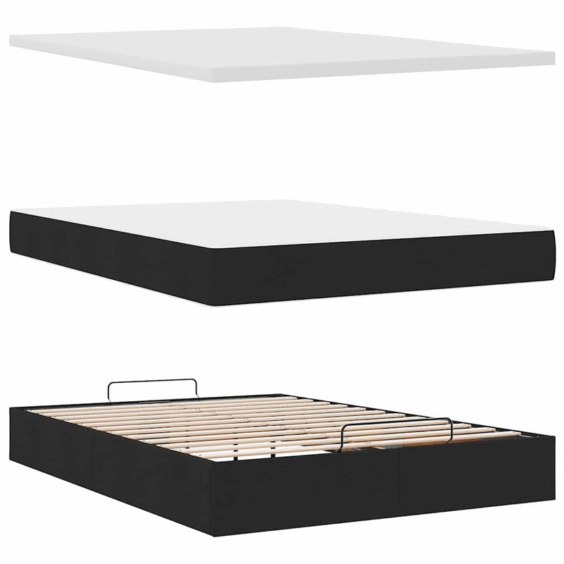 vidaXL Ottoman Bed with Mattress Black Queen Fabric