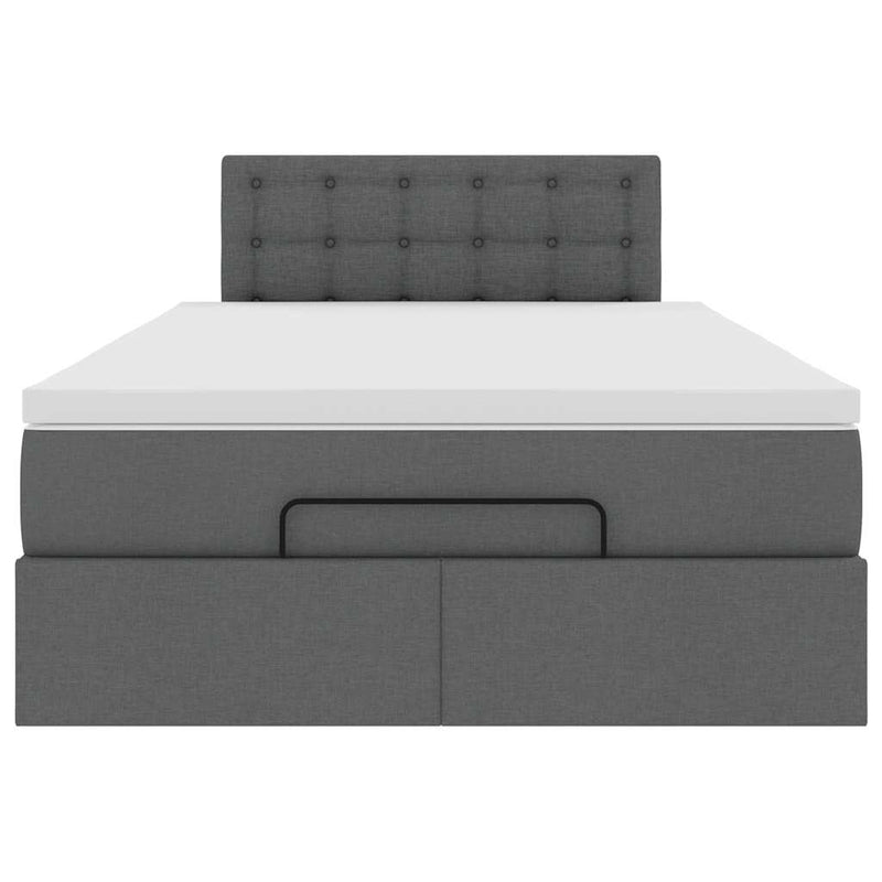 vidaXL Ottoman Bed with Mattress Dark Grey King Single Fabric
